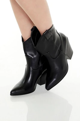 Faux Leather Pointed Booties