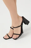 Dual-Strap Square-Toe Block Heels