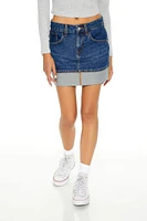 Foldover Denim Mini Skirt