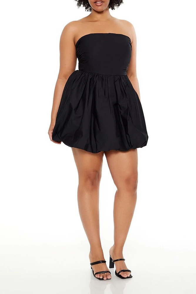 Plus Bubble-Hem Mini Dress