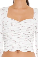 Ruched Floral Print Crop Top