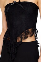 Lace Ruffle-Trim Tube Top