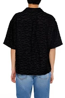 Frayed Jacquard Cuban Collar Shirt