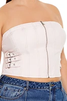 Plus Denim Zip-Up Tube Top