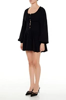 Peasant-Sleeve Mini Dress