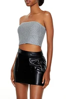 Metallic Sweater-Knit Tube Top