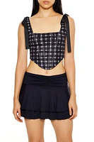 Plaid Corset Bow Crop Top