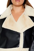 Plus Faux Fur-Trim Moto Jacket