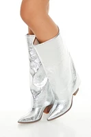 Metallic Knee-High Overlay Boots