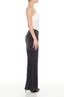 Stone Wash Wide-Leg Cargo Jeans