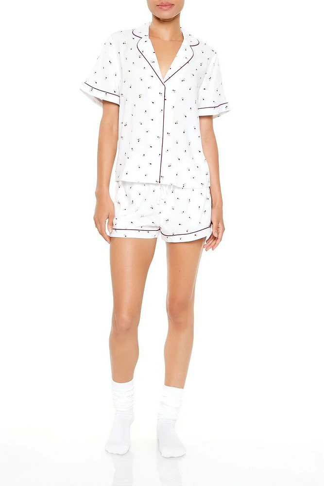 Floral Shirt & Shorts Pajama Set