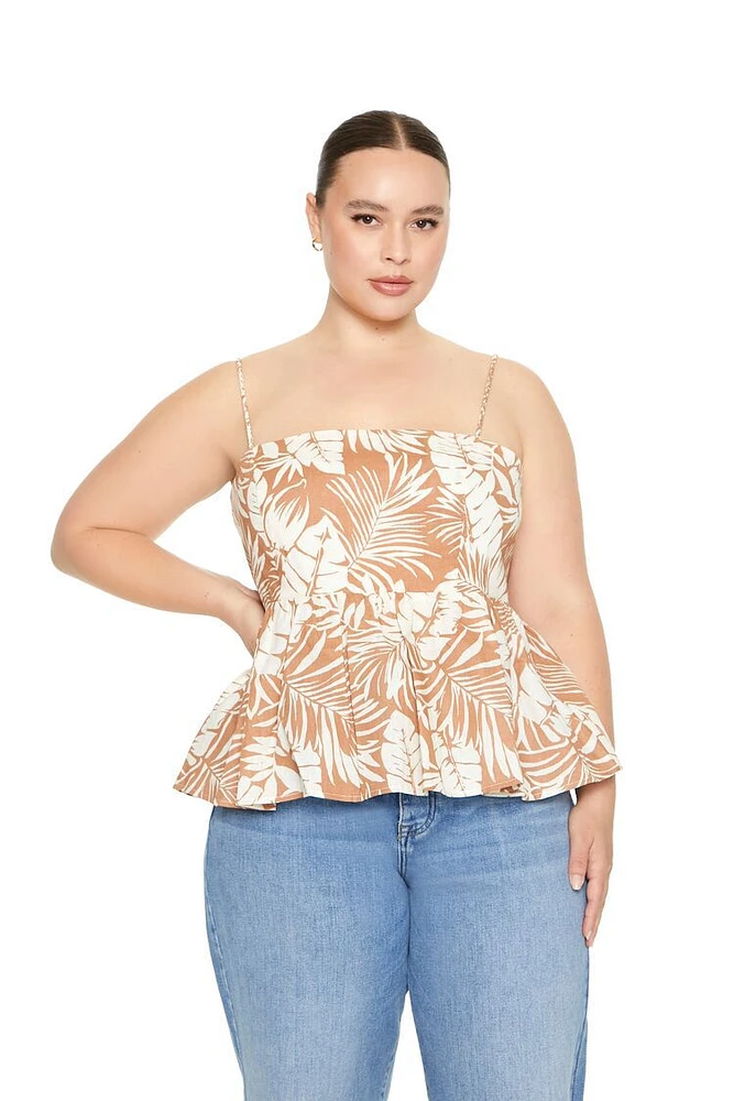 Plus Tropical Leaf Print Cami