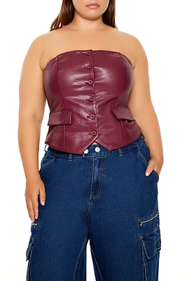 Plus Faux Leather Tube Top