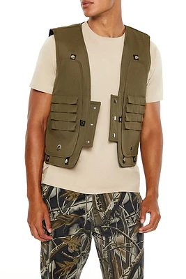 Studded Button-Front Utility Vest