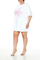 Plus Sequin Bride T-Shirt Mini Dress