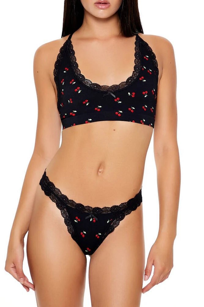 Seamless Cherry Print Bralette