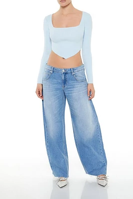 Low-Rise Barrel Wide-Leg Jeans