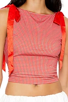 Gingham Bow Cropped Tank Top