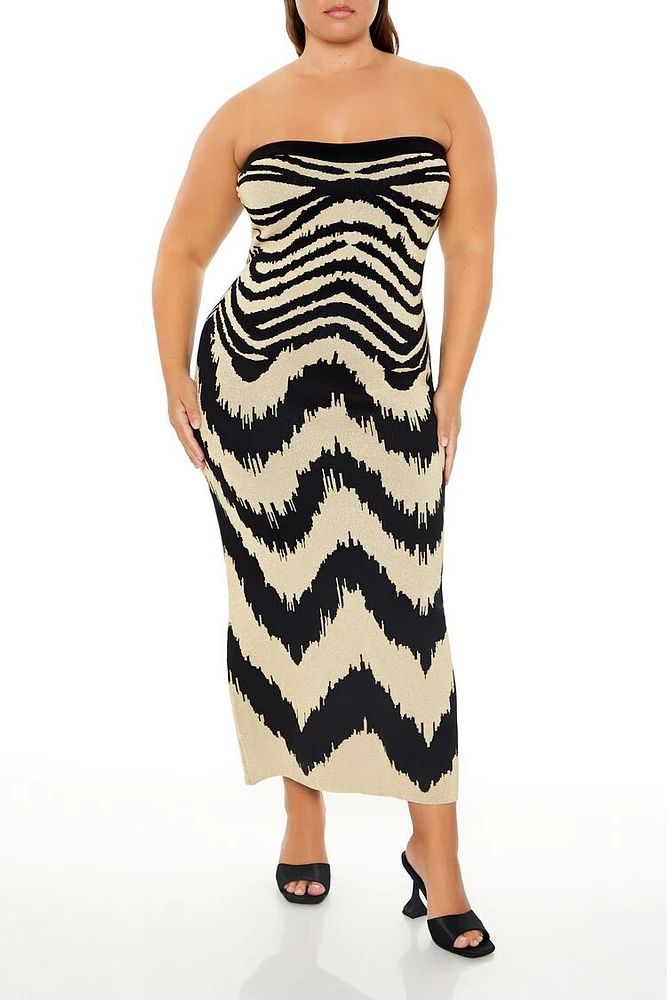 Plus Chevron Tube Maxi Dress