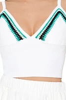 Embroidered Sweater-Knit Cropped Cami