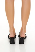 Straw Square-Toe Heels