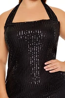 Plus Sequin Halter Mini Dress