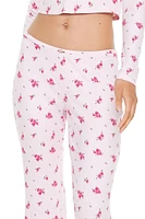 Floral Print Rosette Pajama Pants