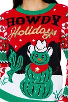 Howdy Holidays Cactus Snowman Sweater