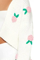 Cropped Floral Cardigan Sweater