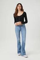 Ruched Rib-Knit Crop Top