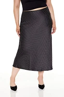 Plus Polka Dot Slip Midi Skirt