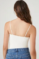 Ribbed Lace-Trim Cami Bodysuit