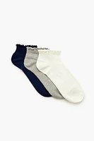 Lettuce-Edge Ankle Socks Set - 3 pack