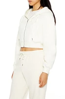 Cropped Fleece Zip-Up Hoodie