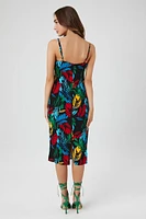 Tropical Leaf Print Midi Dress