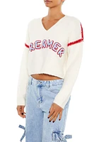 Dreamer Patch Fuzzy Knit Sweater