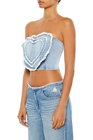 Denim Heart Tube Top