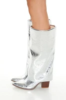 Metallic Knee-High Overlay Boots