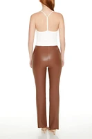 Faux Leather High-Rise Bootcut Pants