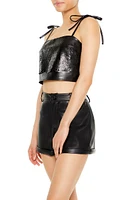 Eyelet Faux Leather Cropped Cami