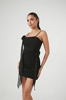 Rosette Mesh Mini Dress