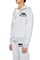 Flocked 1984 Button-Front Hoodie