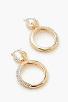 Rhinestone Hoop Drop Earrings