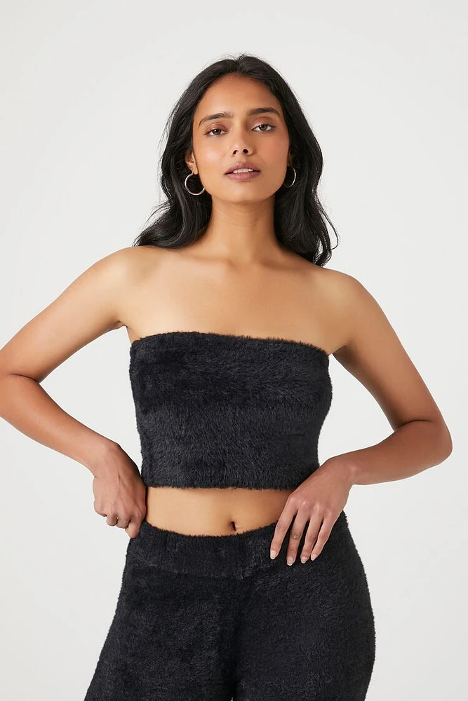 Fuzzy Sweater-Knit Tube Top