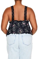 Plus Mesh Floral Print Cami