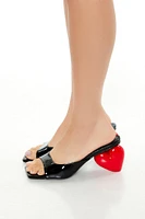 Faux Patent Leather Heart Heels