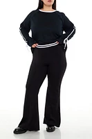 Plus Varsity-Striped Flare Pants