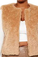 Plus Faux Shearling Cropped Vest