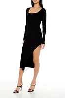 Thigh-Slit Midi Sweater Dress