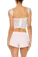 Floral Lingerie Corset Crop Top